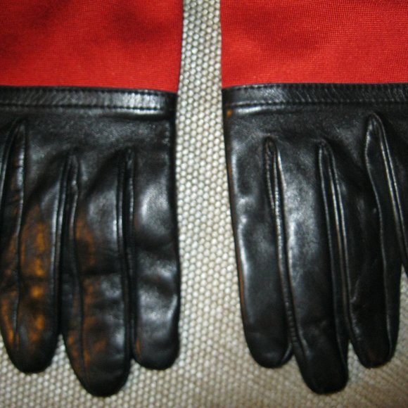 ❤️AMAZING! Gloves CHRISTIAN DIOR  Made in France Red Black LAMBSKIN /SPANDEX 6.5 - Picture 4 of 14